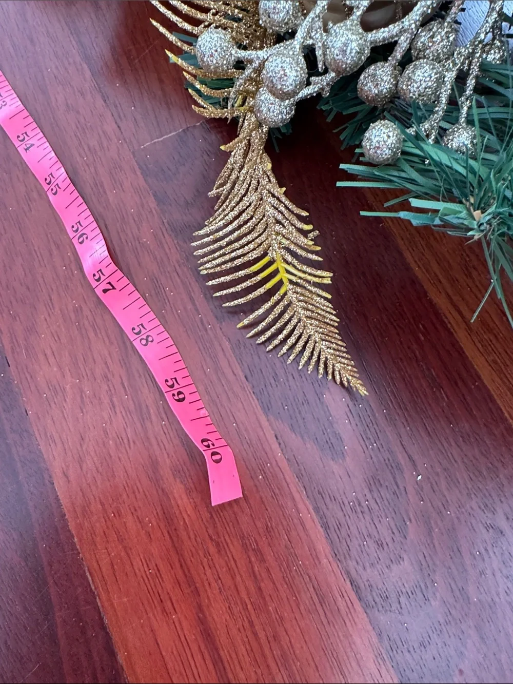 Festive Green and Gold Holiday Garland with Ornaments